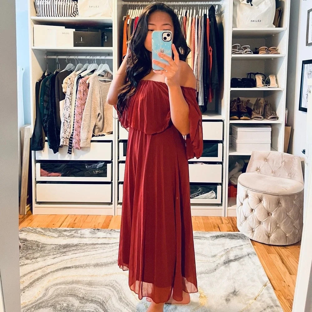 NWT ASOS Rust Ruffle Strapless Dress - Picture 1 of 9